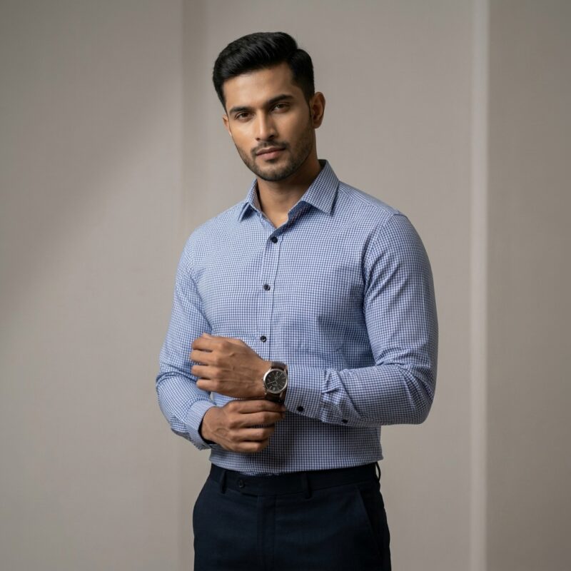 Blue Micro Check Shirt